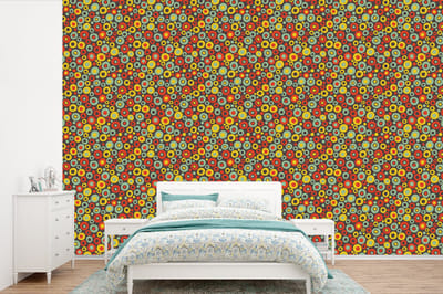Behang - Fotobehang Patroon - Jaren 70 - Retro - Bubbel - Breedte 360 cm x hoogte 240 cm