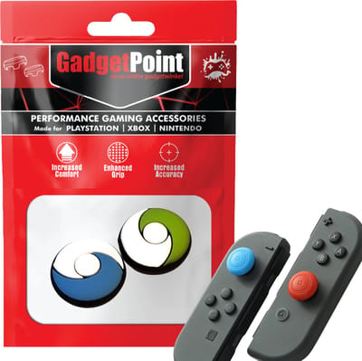 Gadgetpoint - Thumb Grips voor Nintendo Switch Joy-Con Controllers - Gaming Thumbgrips - Performance Anti-Slip Thumbsticks - Bescherming Accessoires - Rond - Blauw/Groen