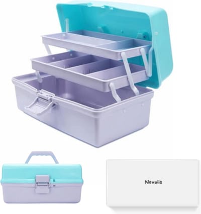 Nevolis® drielaagse multifunctionele opbergdoos organizer - 305cm - opvouwbare gereedschapskist - kunst & ambachten hoes - naaibenodigdheden organizer - medicijndoos - familie EHBO-doos - blauw paars Naaidoos opbergbox