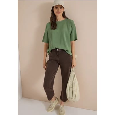 Blouse met afhangende schouders in effen kleur