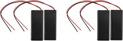 Batterij Houders - Batterij Cases - Elektronica Projecten - Met Draad en Clip - 4 Stuks - Zwart