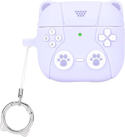Zachte silicone TPU hoes voor AirPods 4e generatie met retro gameconsole ontwerp, schokbestendig, krasbestendig en stofdicht in paars