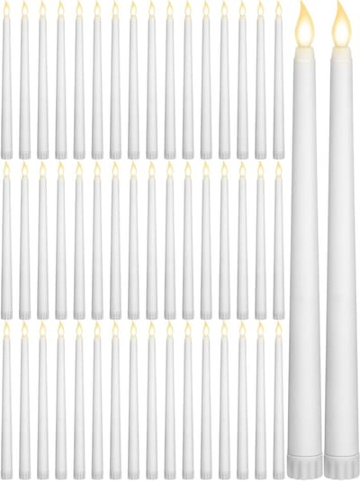 Vlamloze LED Kaarsen - Nep Kaarsen Batterij - Feestdecoratie - Flikkerend Effect - 48 stuks 11 Inch - Wit