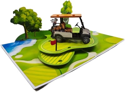 3D Pop-up Golfkaart Verjaardagscadeau voor Golfers - Unieke Wenskaart met Golfbaan