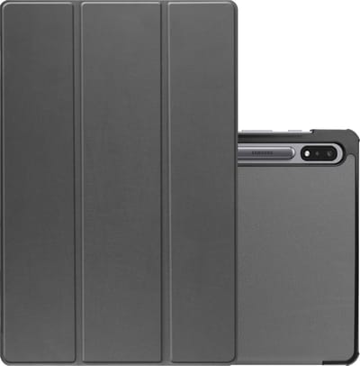 Hoes - Geschikt voor Samsung Galaxy Tab S10 Plus - Dun & Stevig - Trifold Bookcase - Hard Cover Case - Met Uitsparing Geschikt voor S Pen - Hardcover Book - Tablet Hoesje - Grijs