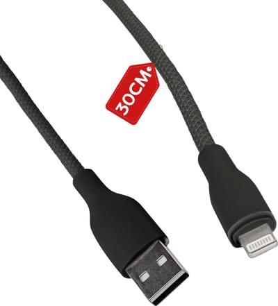 Korte USB Kabel geschikt voor Apple CarPlay en iPhone - Oplaadkabel geschikt voor Lightning naar USB-A Oplader Kabel - 30 CM Kort Laadkabel