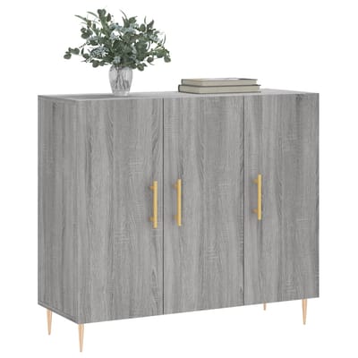 vidaXL - Dressoir - 90x34x80 - cm - bewerkt - hout - grijs - sonoma - eikenkleurig