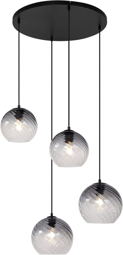 QAZQA bao - Art Deco Hanglamp voor boven de eettafel | in eetkamer - 4 lichts - Ø 64 cm - Zwart - Woonkamer | Slaapkamer | Keuken