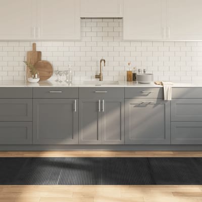 vidaXL - Vloerkleed - rechthoekig - 80x400 - cm - bamboe - grijs