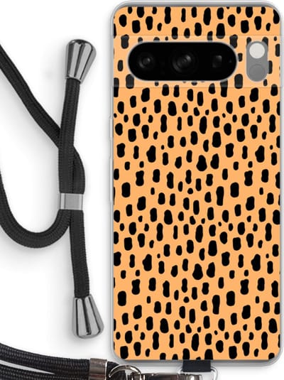 Case Company® - Hoesje met koord geschikt voor Google Pixel 8 Pro hoesje met Koord - Panter - Telefoonhoesje met Zwart Koord - Bescherming aan alle Kanten en Over de Schermrand