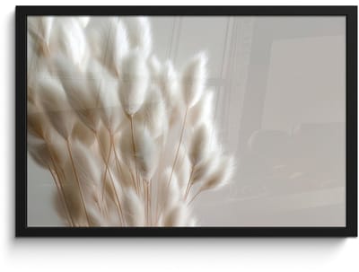Poster in lijst - Fotolijst 60x40 cm - Posters - Pluimen - Beige - Minimalistisch - Posterlijst zwart - Decoratie - Wanddecoratie woonkamer - Muurdecoratie slaapkamer