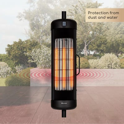 Klarstein Terrasverwarmer, Elektrische verwarming voor terras, Bevestiging aan parasol, IP54 infrarood-terrasverwarmer, CO2-vrije, Energiezuinige elektrische verwarming 2000 W