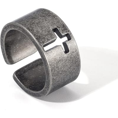 Eenvoudige Vintage Stalen Kleur Roestvrijstalen Kruisring Punk Christelijke Ring Voor Mannen Mode Sieraden Beste Cadeau Voor Vriend 13 gray