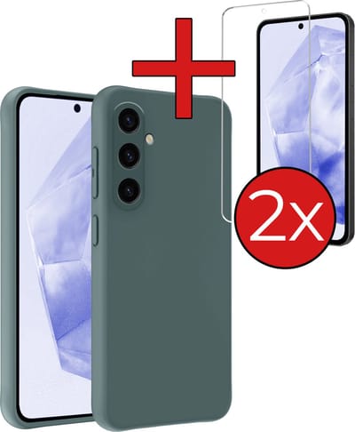 Hoesje - Met 2x Screenprotector - Geschikt voor Samsung Galaxy A35 - Sterk & Shockproof - Telefoon Hoes - Back Cover - Siliconen Case - Telefoonhoes - Donkergroen