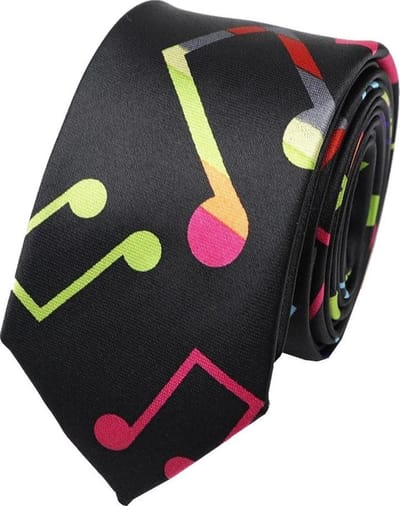 Fako Fashion - Skinny Stropdas - Smal - 5cm - Print - 145cm - Muzieknoot Multicolor