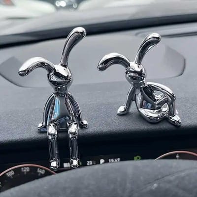 2-delig langoor konijn dubbel beeldje cartoon decoratie accessoires woonkamer slaapkamer auto decoratie bureau decoratief ornament gray
