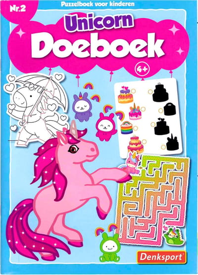 Denksport Unicorn Doeboek - Puzzelboek Voor Kinderen - Denksport junior