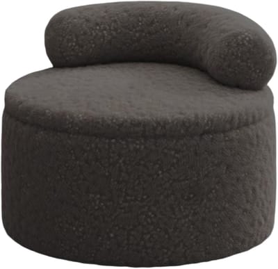 Ronde Poef - Voetenbank Ottomaans - Opbergen en Zitten - Compact met Rugleuning - 35x35x27 cm - Zwart
