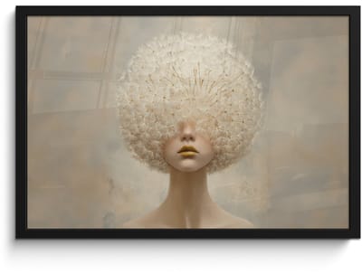 Poster in lijst - Fotolijst 60x40 cm - Posters - Dromerig - Beige - Paardenbloemzaadjes - Posterlijst zwart - Decoratie - Wanddecoratie woonkamer - Muurdecoratie slaapkamer