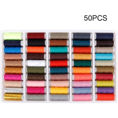 50 STUKS Verschillende Kleuren Polyester Naaigaren Machine Spoelen Spoel Koord Touw black