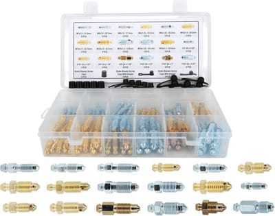 Ontluchtingsschroef Assortiment - Remklauw Cilinder Schroeven - Remonderhoud Voertuigen - 90 Stuks 18 Types - Standaard SAE Metrisch - Zilver