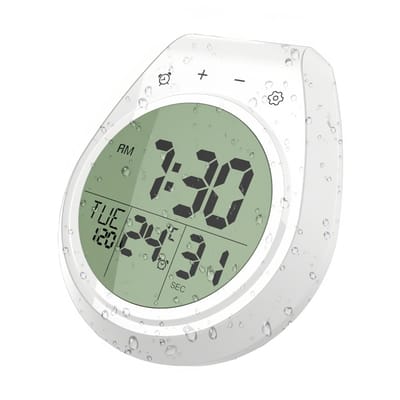 longziming -Kookwekker – Badkamerklok – Thermometer – Waterdicht ontwerp – Groot LCD-scherm – Nauwkeurige meting – Makkelijke bevestiging
