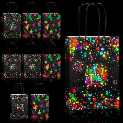 Fluorescerende Cadeautassen, 8 Stuks Neon Papieren Tassen, Ideaal voor Feestjes en Zwartlicht Decoraties