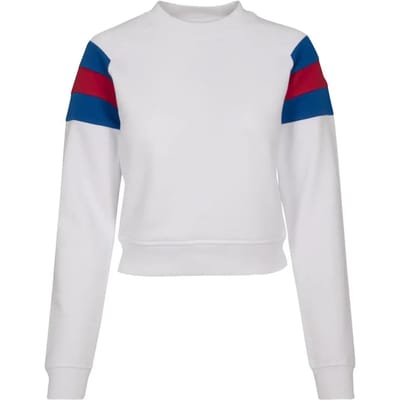 Urban Classics - Sleeve Stripe Crew Sweater/trui - 4XL - Blauw/Rood