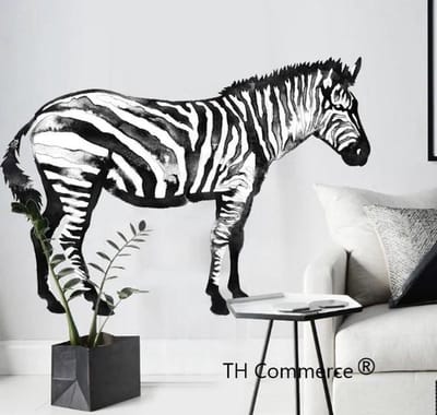 Muursticker Dieren voor Slaapkamer Woonkamer Kinderkamer Huiskamer - Wanddecoratie - Zebra - Safari - Jungle TH Commerce nr. 18294