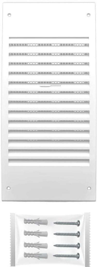 Ventilatierooster Wit PVC 140x300 mm met Schuif en Insektengaas