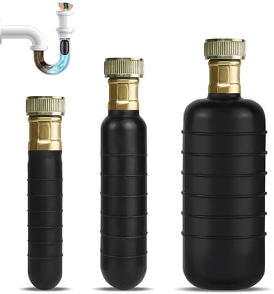 Dailygoods- Afvoerreiniger 3-delig - Rubber Slangzuiger - Wateraangedreven Reinigingszak - Geschikt voor Slangen 1-6 Inch - Efficiënte Afvoerreiniging - Afvoerontstopper