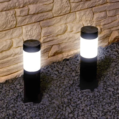Solar tuinverlichting priklamp Lucifer zwart - Padverlichting op zonne-energie - Set van 2 buitenlampen