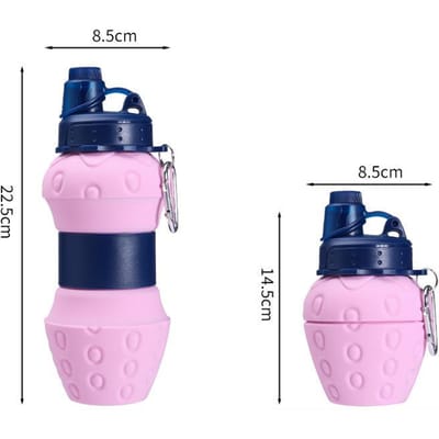 Siliconen Voedselkwaliteit Waterbeker Reizen Oefening Waterfles Buiten Opvouwbare Silicagel Beker Hoge Capaciteit Kinderen Verstelbare Maat Praktisch Gebruik 600ml1PCS blue