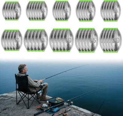 Vislood Set - Grondlood Looplood - Outdoor Vissen - 50 Stuks 10 Maten - 2-20 Gram - Zilver