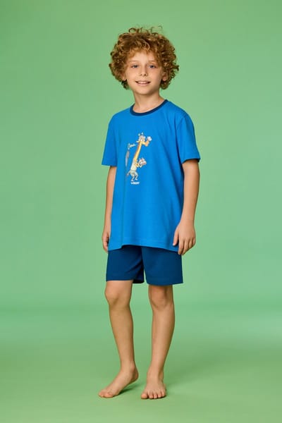 Woody jongens pyjamaset giraf blauw - 261-10-PSS-Z/837 - maat 128