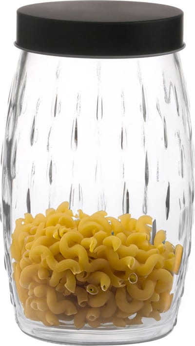 Urban Living voedsel keuken voorraadpot - bewaarpot - Mora - 2 Liter - glas - transparant/zwart - D13 x H22 cm - weckpotten