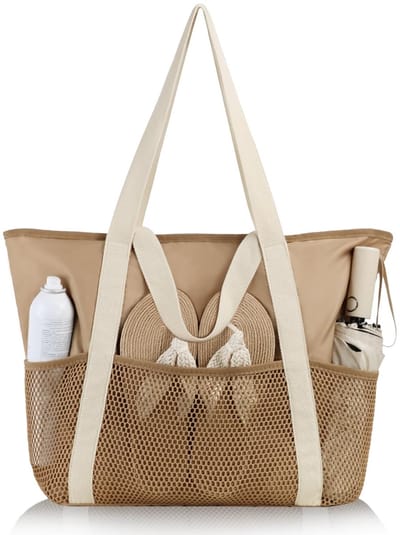 Dailygoods- Strandtas Waterdicht - Grote Boodschappentas - Met Meerdere Zakken - Ergonomische Handgrepen - Scheurbestendig - Ideaal voor Strand en Sport