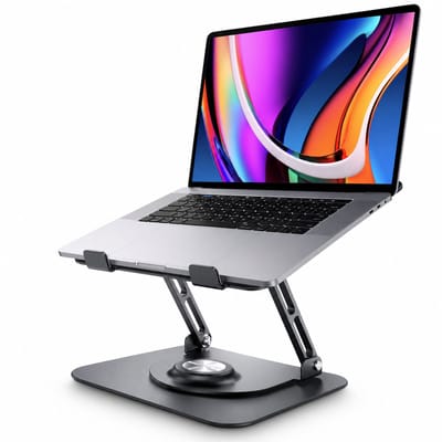 Sounix Laptop Standaard - Ergonomische Verstelbare Laptop Verhoger - 360° Draaibaar - Aluminium Laptophouder - Universeel voor 10 t/m 16 Inch - Zwart
