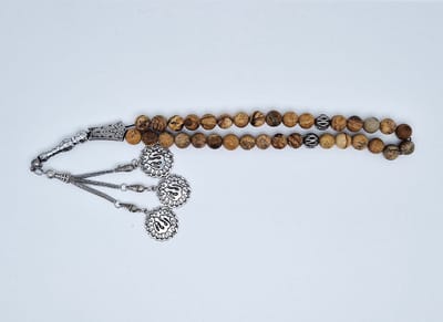 Handgemaakte tesbih "tasbih" natuursteen " Picture Jasper " - Aantal kralen 33 - Diameter kralen 10 MM - met metaal tassel "model 5" - Een mooi cadeau-idee