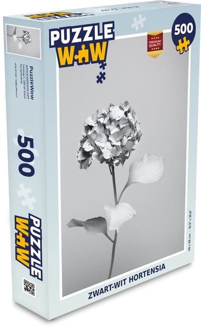Puzzel Zwart-wit hortensia - Legpuzzel - Puzzel 500 stukjes