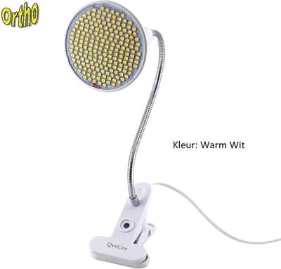 Ortho® - WW 200 LED Warm Wit Groeilamp - Bloeilamp - Kweeklamp - Grow light - Groei lamp (met 1 upgraded 200 LED Warm Wit lamp) - 1 Flexibele lamphouder - Spotje met Klem - 1x