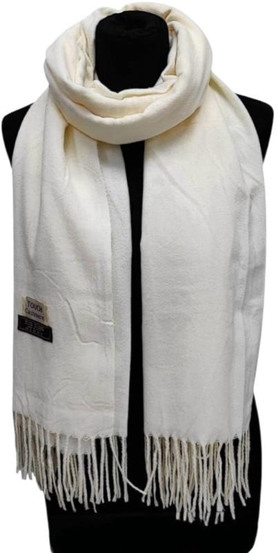 Lange Warme Sjaal - Unisex - Effen - Ecru/Crème - 200 x 75 cm (232620#)