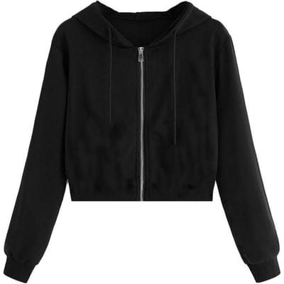 Miso Dames/Dames Relaxed Fit Crop Hoodie (Zwart)