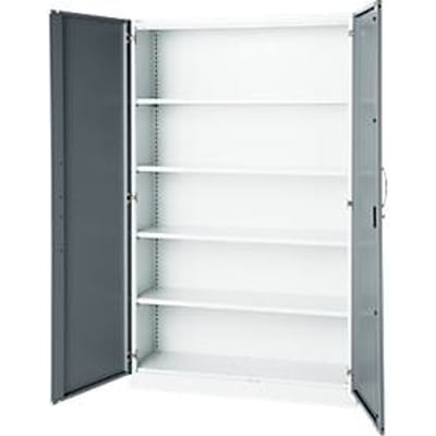 Kantoorkast, 5 OH, afsluitbaar, met opliggende deuren, B 1200 mm, basaltgrijs/verkeerswit