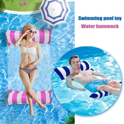 Opblaasbare Waterhangmat 4-in-1 Set van 2 – Zwembad Luchtmatras Hangmat – Drijvende Lounger voor Zwembad en Zee – 130x80cm – Max. 100kg – Incl. Luchtpomp