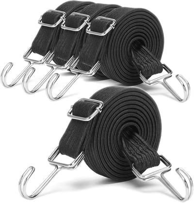 Verstelbare elastische touwen - 4 stuks, 2 m - Extra sterk met metalen haken voor fiets, motorfiets en auto