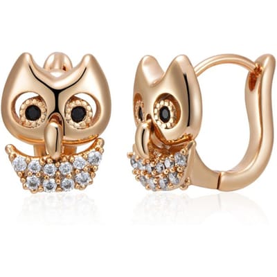 Nouvelles Boucles d'Oreilles Hibou Couleur Or Rose Pour Fille Mode Accessoires Zircon Naturel Cadeaux Enfant Bijoux Quotidiens de Haute Qualité beige