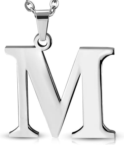 Amanto Ketting Letter M - 316L Staal - Alfabet - 22x25mm - 60cm