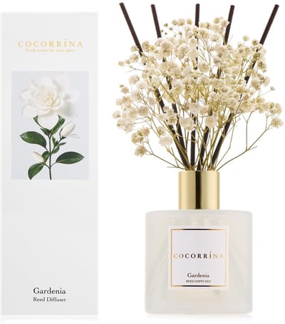 Dailygoods- Kamergeur Gardenia - 200 ml - 8 Geurstokjes - Natuurlijke Etherische Oliën - Rietdiffuser - Langdurige Verfrissende Geur