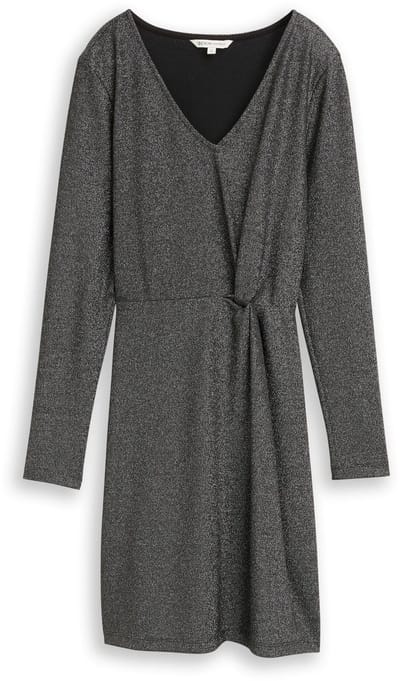 Tom Tailor Denim - Getailleerde mini-jurk met glittereffect - Maat XXL - black glitter